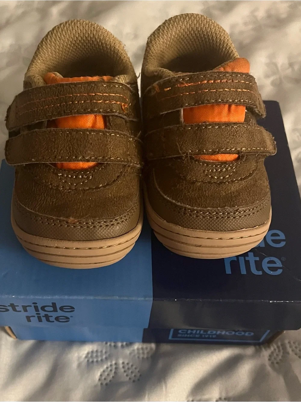 Stride Rite Brown and Orange Toddler Velcro Sneakers